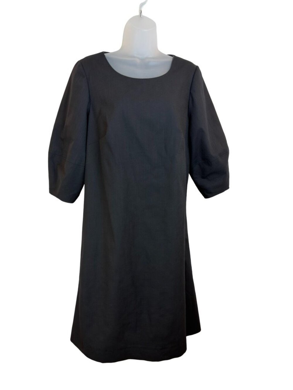 Black Linen Elbow Length Linen Knee Length Dress Size Large